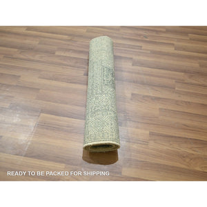 2'x3' Beige, Garden Design, Tone On Tone, Hand Knotted, Pure Wool, Sample, Mat, Oriental Rug FWR460032
