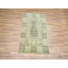 Load image into Gallery viewer, 2&#39;x3&#39; Beige, Garden Design, Tone On Tone, Hand Knotted, Pure Wool, Sample, Mat, Oriental Rug FWR460044
