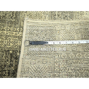 2'x3' Beige, Garden Design, Tone On Tone, Hand Knotted, Pure Wool, Sample, Mat, Oriental Rug FWR460044