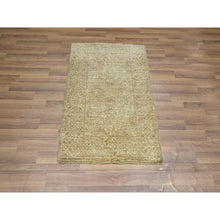 Load image into Gallery viewer, 2&#39;x3&#39; Beige, Intricate Repetitive Geometric Design, Tone On Tone, Wool And Silk, Hand Knotted, Sample, Mat, Oriental Rug FWR460056
