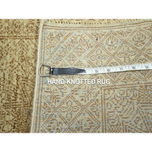 Load image into Gallery viewer, 2&#39;x3&#39; Honey Brown, Intricate Repetitive Geometric Design, Tone On Tone, Wool And Silk, Hand Knotted, Mat, Sample, Oriental Rug FWR460062
