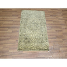 Load image into Gallery viewer, 2&#39;x3&#39; Beige, Intricate Repetitive Geometric Design, Tone On Tone, Hand Knotted, Wool And Silk, Sample, Mat, Oriental Rug FWR460068