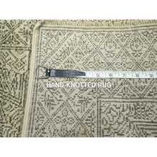 Load image into Gallery viewer, 2&#39;x3&#39; Beige, Intricate Repetitive Geometric Design, Tone On Tone, Hand Knotted, Wool And Silk, Sample, Mat, Oriental Rug FWR460068