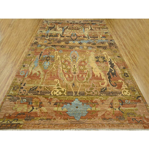 9'x12'4" Rust Red With Brown, Persian Bijar Garus Inspired Design With Distinct Abrash, 100% Wool, Hand Knotted, Vegetable Dyes, Oriental Rug FWR460104