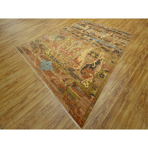 9'x12'4" Rust Red With Brown, Persian Bijar Garus Inspired Design With Distinct Abrash, 100% Wool, Hand Knotted, Vegetable Dyes, Oriental Rug FWR460104