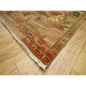 9'x12'4" Rust Red With Brown, Persian Bijar Garus Inspired Design With Distinct Abrash, 100% Wool, Hand Knotted, Vegetable Dyes, Oriental Rug FWR460104