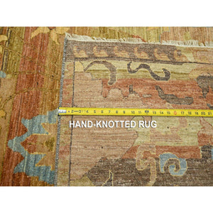 9'x12'4" Rust Red With Brown, Persian Bijar Garus Inspired Design With Distinct Abrash, 100% Wool, Hand Knotted, Vegetable Dyes, Oriental Rug FWR460104