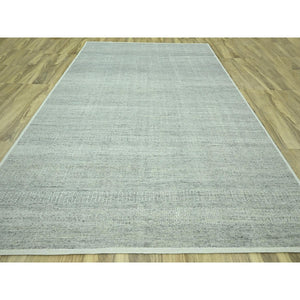 10'x13'9" Mirage Gray, Oxidized And Distressed Grass Design With Exposed Warps, 100% Wool, Hand Knotted, Oriental Rug FWR460128