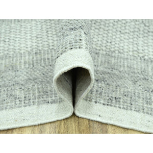 10'x13'9" Mirage Gray, Oxidized And Distressed Grass Design With Exposed Warps, 100% Wool, Hand Knotted, Oriental Rug FWR460128