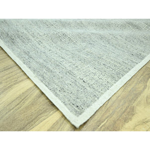 10'x13'9" Mirage Gray, Oxidized And Distressed Grass Design With Exposed Warps, 100% Wool, Hand Knotted, Oriental Rug FWR460128