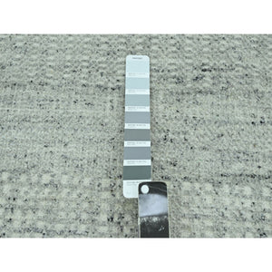 10'x13'9" Mirage Gray, Oxidized And Distressed Grass Design With Exposed Warps, 100% Wool, Hand Knotted, Oriental Rug FWR460128