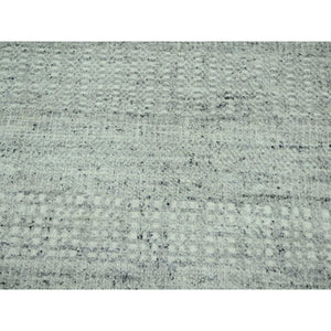 10'x13'9" Mirage Gray, Oxidized And Distressed Grass Design With Exposed Warps, 100% Wool, Hand Knotted, Oriental Rug FWR460128