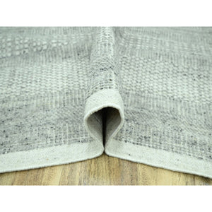 10'1"x13'9" Misty Gray, Distressed And Oxidized Grass Design With Exposed Warps, 100% Wool, Hand Knotted, Oriental Rug Sh76889