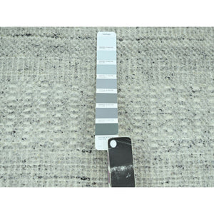 10'1"x13'9" Misty Gray, Distressed And Oxidized Grass Design With Exposed Warps, 100% Wool, Hand Knotted, Oriental Rug Sh76889