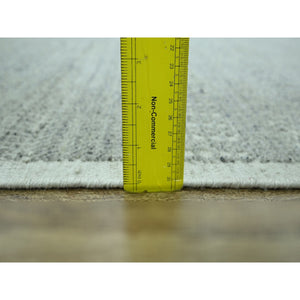 10'1"x13'9" Misty Gray, Distressed And Oxidized Grass Design With Exposed Warps, 100% Wool, Hand Knotted, Oriental Rug Sh76889