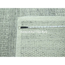 Load image into Gallery viewer, 10&#39;1&quot;x13&#39;9&quot; Misty Gray, Distressed And Oxidized Grass Design With Exposed Warps, 100% Wool, Hand Knotted, Oriental Rug Sh76889