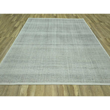 Load image into Gallery viewer, 10&#39;2&quot;x10&#39;2&quot; Medium Gray, Distressed And Oxidized Grass Design With Exposed Warps, Pure Wool, Hand Knotted, Square, Oriental Rug FWR460140