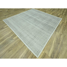 Load image into Gallery viewer, 10&#39;2&quot;x10&#39;2&quot; Medium Gray, Distressed And Oxidized Grass Design With Exposed Warps, Pure Wool, Hand Knotted, Square, Oriental Rug FWR460140