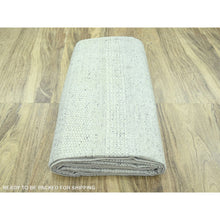 Load image into Gallery viewer, 10&#39;2&quot;x10&#39;2&quot; Medium Gray, Distressed And Oxidized Grass Design With Exposed Warps, Pure Wool, Hand Knotted, Square, Oriental Rug FWR460140