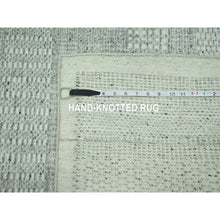 Load image into Gallery viewer, 10&#39;2&quot;x10&#39;2&quot; Medium Gray, Distressed And Oxidized Grass Design With Exposed Warps, Pure Wool, Hand Knotted, Square, Oriental Rug FWR460140
