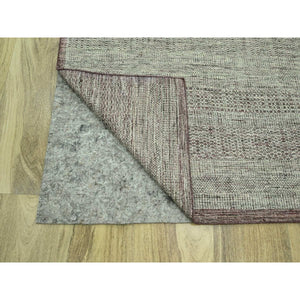 11'10"x14'10" Wine Red With Ivory, Distressed And Oxidized Grass Design With Exposed Warps, Organic Wool, Hand Knotted, Xl, Oversized, Oriental Rug FWR460146