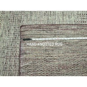 11'10"x14'10" Wine Red With Ivory, Distressed And Oxidized Grass Design With Exposed Warps, Organic Wool, Hand Knotted, Xl, Oversized, Oriental Rug FWR460146