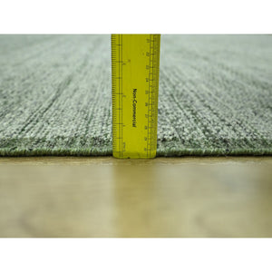 11'10"x14'9" Basil Green, Natural Wool, Oxidized And Distressed Grass Design With Exposed Warps, Hand Knotted Xl, Oversized, Oriental Rug FWR460152