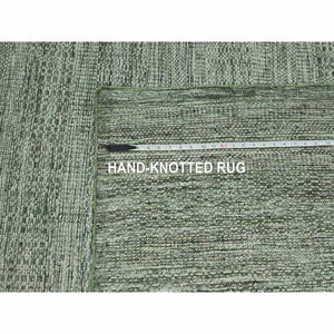 11'10"x14'9" Basil Green, Natural Wool, Oxidized And Distressed Grass Design With Exposed Warps, Hand Knotted Xl, Oversized, Oriental Rug FWR460152