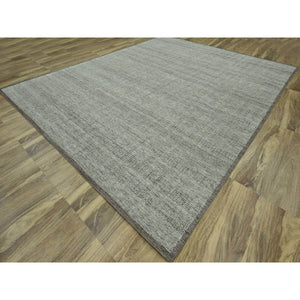 12'1"x15' Carob Brown And Ivory, Distressed And Oxidized Grass Design With Exposed Warps, 100% Wool, Hand Knotted, Xl, Oversized, Oriental Rug FWR460158