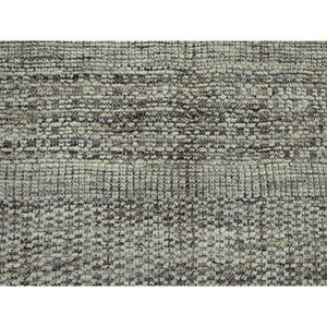 12'1"x15' Carob Brown And Ivory, Distressed And Oxidized Grass Design With Exposed Warps, 100% Wool, Hand Knotted, Xl, Oversized, Oriental Rug FWR460158