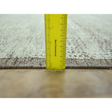 Load image into Gallery viewer, 12&#39;1&quot;x15&#39; Carob Brown And Ivory, Distressed And Oxidized Grass Design With Exposed Warps, 100% Wool, Hand Knotted, Xl, Oversized, Oriental Rug FWR460158