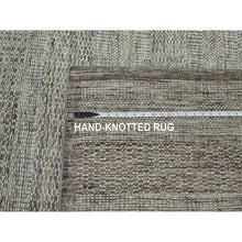 Load image into Gallery viewer, 12&#39;1&quot;x15&#39; Carob Brown And Ivory, Distressed And Oxidized Grass Design With Exposed Warps, 100% Wool, Hand Knotted, Xl, Oversized, Oriental Rug FWR460158