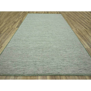 9'10"x14' Sage Green, Hand Knotted, Oxidized And Distressed Grass Design With Exposed Warps, Natural Wool, Oriental Rug FWR460164