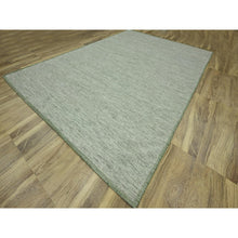 Load image into Gallery viewer, 9&#39;10&quot;x14&#39; Sage Green, Hand Knotted, Oxidized And Distressed Grass Design With Exposed Warps, Natural Wool, Oriental Rug FWR460164