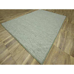 9'10"x14' Sage Green, Hand Knotted, Oxidized And Distressed Grass Design With Exposed Warps, Natural Wool, Oriental Rug FWR460164