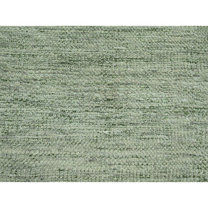 9'10"x14' Sage Green, Hand Knotted, Oxidized And Distressed Grass Design With Exposed Warps, Natural Wool, Oriental Rug FWR460164