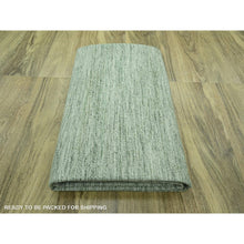 Load image into Gallery viewer, 9&#39;10&quot;x14&#39; Sage Green, Hand Knotted, Oxidized And Distressed Grass Design With Exposed Warps, Natural Wool, Oriental Rug FWR460164