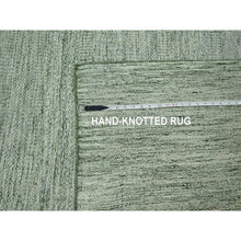 Load image into Gallery viewer, 9&#39;10&quot;x14&#39; Sage Green, Hand Knotted, Oxidized And Distressed Grass Design With Exposed Warps, Natural Wool, Oriental Rug FWR460164