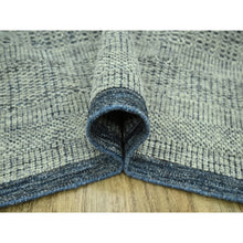 Load image into Gallery viewer, 8&#39;10&quot;x11&#39;10&quot; Astros Navy Blue With Ivory, Hand Knotted, Distressed And Oxidized Grass Design, Organic Wool, Oriental Rug FWR460170