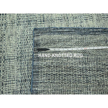 Load image into Gallery viewer, 8&#39;10&quot;x11&#39;10&quot; Astros Navy Blue With Ivory, Hand Knotted, Distressed And Oxidized Grass Design, Organic Wool, Oriental Rug FWR460170