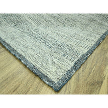 Load image into Gallery viewer, 10&#39;x13&#39;10&quot; Teal Blue With Ivory, Hand Knotted, Distressed And Oxidized Grass Design With Exposed Warps, Pure Wool, Oriental Rug FWR460176
