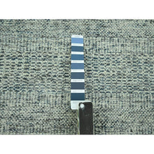 Load image into Gallery viewer, 10&#39;x13&#39;10&quot; Teal Blue With Ivory, Hand Knotted, Distressed And Oxidized Grass Design With Exposed Warps, Pure Wool, Oriental Rug FWR460176