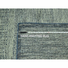 Load image into Gallery viewer, 10&#39;x13&#39;9&quot; Beacon Blue With Ivory, Hand Knotted, 100% Wool, Distressed And Oxidized Grass Design With Exposed Warps, Oriental Rug FWR460182