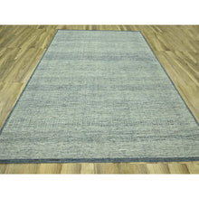 Load image into Gallery viewer, 9&#39;x11&#39;8&quot; Yale Blue With Ivory, Pure Wool, Hand Knotted, Oxidized And Distressed Grass Design With Exposed Warps, Oriental Rug FWR460188