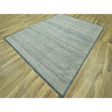 Load image into Gallery viewer, 9&#39;x11&#39;8&quot; Yale Blue With Ivory, Pure Wool, Hand Knotted, Oxidized And Distressed Grass Design With Exposed Warps, Oriental Rug FWR460188