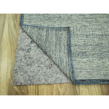 Load image into Gallery viewer, 9&#39;x11&#39;8&quot; Yale Blue With Ivory, Pure Wool, Hand Knotted, Oxidized And Distressed Grass Design With Exposed Warps, Oriental Rug FWR460188