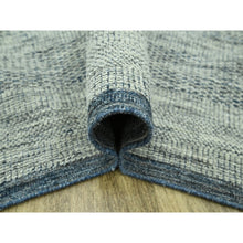 Load image into Gallery viewer, 9&#39;x11&#39;8&quot; Yale Blue With Ivory, Pure Wool, Hand Knotted, Oxidized And Distressed Grass Design With Exposed Warps, Oriental Rug FWR460188