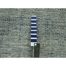 Load image into Gallery viewer, 9&#39;x11&#39;8&quot; Yale Blue With Ivory, Pure Wool, Hand Knotted, Oxidized And Distressed Grass Design With Exposed Warps, Oriental Rug FWR460188