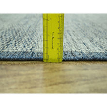 Load image into Gallery viewer, 9&#39;x11&#39;8&quot; Yale Blue With Ivory, Pure Wool, Hand Knotted, Oxidized And Distressed Grass Design With Exposed Warps, Oriental Rug FWR460188