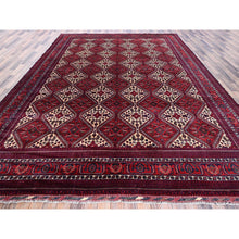 Load image into Gallery viewer, 9&#39;10&quot;x13&#39; Scarlet Red, Afghan Khamyab With Geometric Design, Hand Knotted, Soft And Velvety Wool, Vegetable Dyes, Oriental Rug FWR4596
